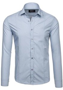 Bolf Herren Hemd Langarm Elegant Grau 6944