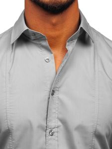 Bolf Herren Hemd Langarm Elegant Grau 6944