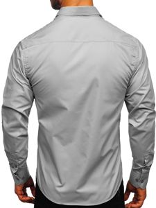 Bolf Herren Hemd Langarm Elegant Grau 6944