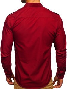 Bolf Herren Hemd Langarm Elegant Rot  1758