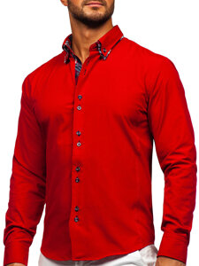 Bolf Herren Hemd Langarm Elegant Rot 4704