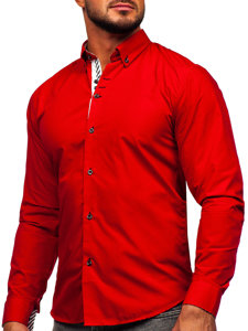 Bolf Herren Hemd Langarm Elegant Rot  5796-1