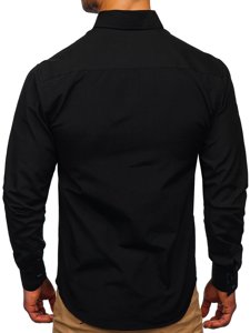 Bolf Herren Hemd Langarm Elegant Schwarz 20725