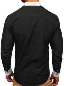 Bolf Herren Hemd Langarm Elegant Schwarz 2782