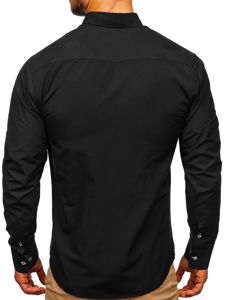 Bolf Herren Hemd Langarm Elegant Schwarz 5796