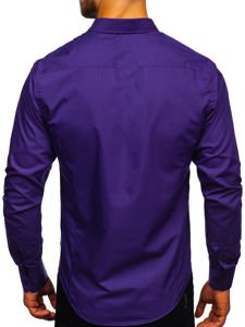 Bolf Herren Hemd Langarm Elegant Violett  1703