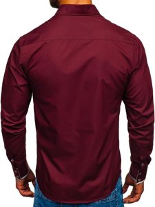 Bolf Herren Hemd Langarm Elegant Weinrot 4713