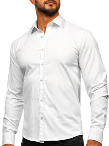 Bolf Herren Hemd Langarm Elegant Weiß  24702