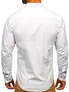 Bolf Herren Hemd Langarm Elegant Weiß  3713