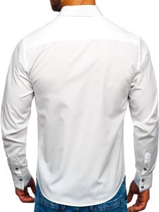 Bolf Herren Hemd Langarm Elegant Weiß 4713