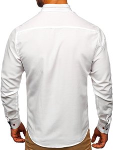 Bolf Herren Hemd Langarm Elegant Weiss 5826