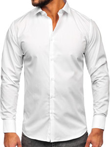 Bolf Herren Hemd Langarm Elegant slim fit Weiß  MS13