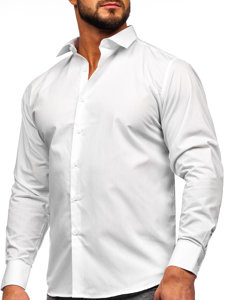 Bolf Herren Hemd Langarm Elegant slim fit Weiß  MS13