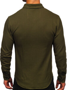 Bolf Herren Hemd Langarm Musselin Khaki 506