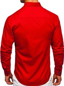 Bolf Herren Hemd Langarm Rot  20719