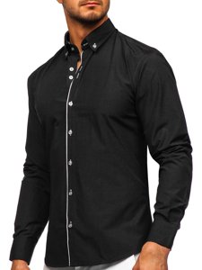 Bolf Herren Hemd Langarm Schwarz  20721