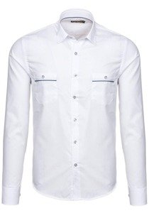 Bolf Herren Hemd Langarm Universell Weiss 5792