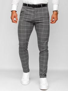 Bolf Herren Hose Chinos Kariert Anthrazit  0036