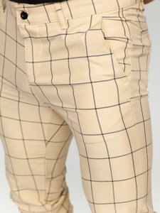 Bolf Herren Hose Chinos Kariert Beige  0037