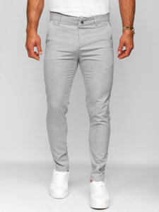 Bolf Herren Hose Chinos Kariert Grau  0041