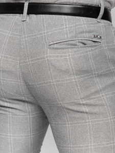 Bolf Herren Hose Chinos Kariert Grau-Weiß  0036