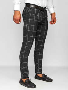 Bolf Herren Hose Chinos Kariert Schwarz  0037