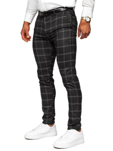 Bolf Herren Hose Chinos Kariert Schwarzgrau 0036