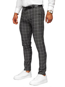 Bolf Herren Hose Chinos Kariert Schwarzgrau  0044