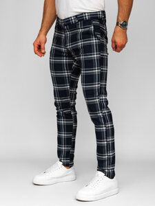 Bolf Herren Hose Joggers Kariert Dunkalblau  184144