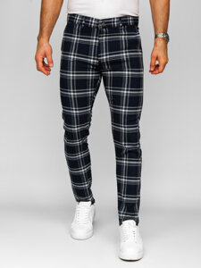 Bolf Herren Hose Joggers Kariert Dunkalblau  184144