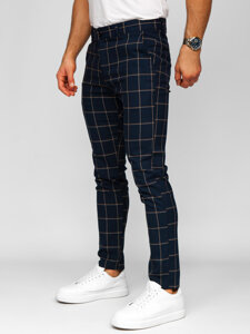 Bolf Herren Hose Joggers Kariert Dunkalblau  184177