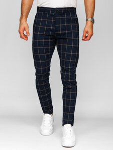 Bolf Herren Hose Joggers Kariert Dunkalblau  184177