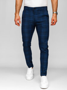 Bolf Herren Hose Joggers Kariert Dunkalblau  184195