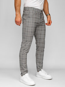 Bolf Herren Hose Joggers Kariert Grau  184171