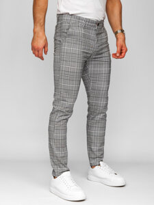 Bolf Herren Hose Joggers Kariert Grau  184176