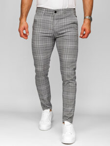 Bolf Herren Hose Joggers Kariert Grau  184176