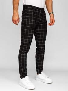 Bolf Herren Hose Joggers Kariert Schwarz  184160