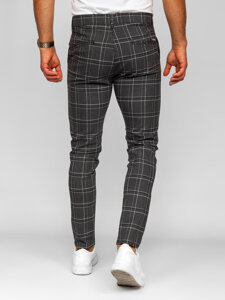 Bolf Herren Hose Joggers Kariert Schwarzgrau  184168