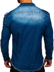 Bolf Herren Jeanshamd Langarm Hellblau  MC702BC