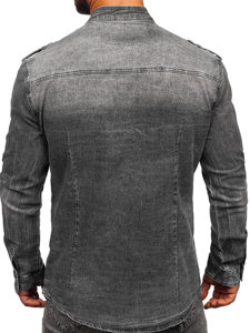 Bolf Herren Jeanshemd Langarm Schwarzgrau  MC713G