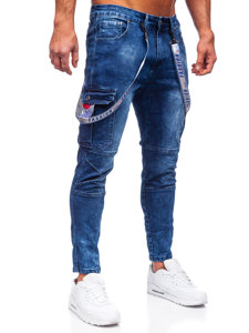 Bolf Herren Jeanshose Cargohose Dunkalblau  TF095