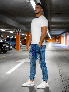 Bolf Herren Jeanshose Jogger Pants Cargohose Dunkelblau  TF143