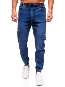 Bolf Herren Jeanshose Joggers Cargohose Dunkelblau 8101