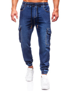 Bolf Herren Jeanshose Joggers Cargohose Dunkelblau  8115