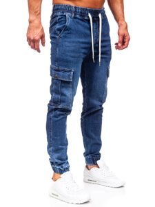 Bolf Herren Jeanshose Joggers Cargohose Dunkelblau  8117