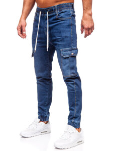 Bolf Herren Jeanshose Joggers Cargohose Dunkelblau 8118