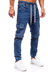 Bolf Herren Jeanshose Joggers Cargohose Dunkelblau 8118