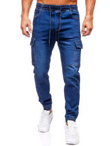 Bolf Herren Jeanshose Joggers Cargohose Dunkelblau 8123