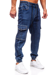 Bolf Herren Jeanshose Joggers Cargohose Dunkelblau 8133