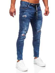 Bolf Herren Jeanshose regular fit Dunkelblau TF092